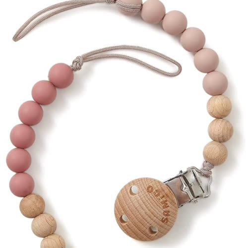 SAMiGO Pacifier Clips for Baby Girls Pacifier Holders Silicone Paci Binky Clips - 2 Pack