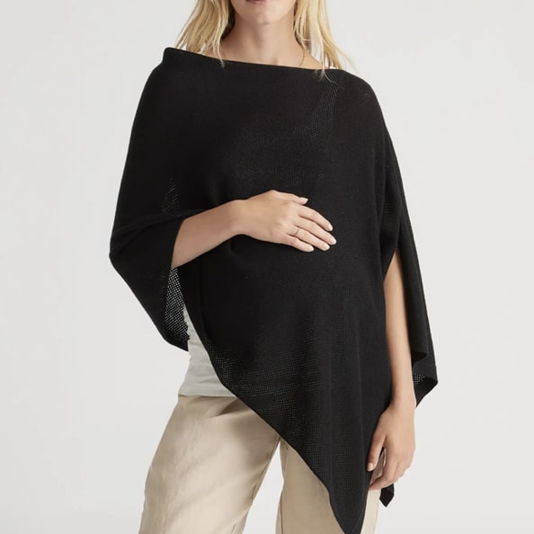 Lightweight Cotton Cashmere Nursing Shawl in Black