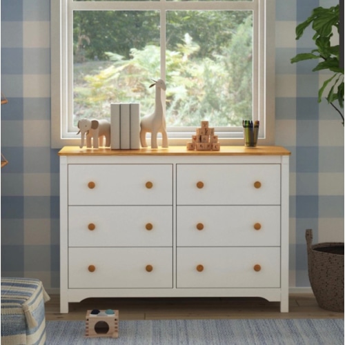 DaVinci Shea 6-Drawer Dresser: Warm White/Honey