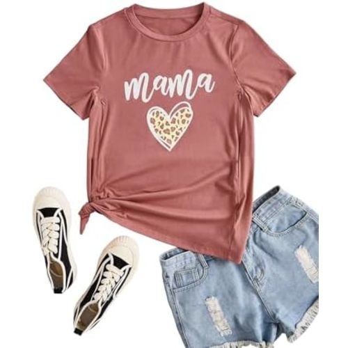 Women Maternity Nursing Shirt Funny Mama Shirt Cute Leopard Heart Graphic Tees Friendly Zip Maternity Breastfeeding Tops
