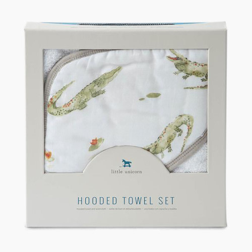 Little Unicorn Hooded Towel & Washcloth Set - Gators