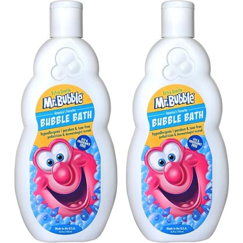 Mr. Bubble Extra Gentle Bubble Bath - Hypoallergenic, Tear Free Bubble Bath Solution Perfect for Sensitive Skin (Pack of 2 Bottles, 16 fl oz Each)