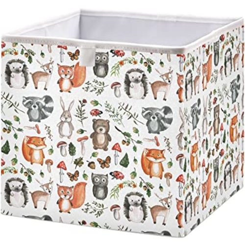senya Large Storage Bins Woodland Animals Collapsible Foldable Storage Cubes Fabric Basket Closet Organizer Containers Box for Home Bedroom Office 11 x 11 x 11in