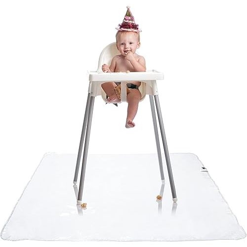 Graco Under High Chair Mat - Waterproof & Washable Plastic Food/Spill Catcher - 50" Eating, Painting & Art Floor Cover, Clear (Pack of 1)