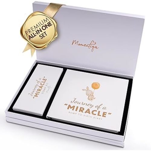 Premium Pregnancy Journal for First Time Moms 2025, All-in-One Keepsake Box with Wax Seal Kit and Footprint Kit Included, Elegant Baby Memory Book Gift Set with Photo Album, Bump to Birth