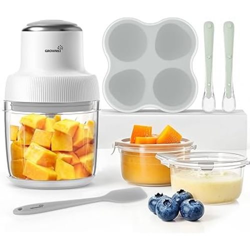 Grownsy Baby Food Maker, 13-in-1 Larger Baby Food Processor Set, Fruit, Vegatable, Meat, Puree Blender with Baby Containers, Food Freezer Tray, Silicone Spoons, Spatula, 20 OZ