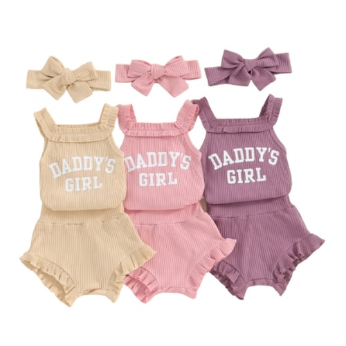 DADDY'S GIRL Ribbed Ruffle Outfit - Hazel & Bo