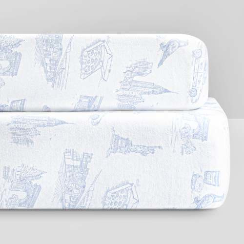 NYC Toile Organic Jersey Cotton Crib Sheet and Changing Pad Cover Set | Products  | Bellini