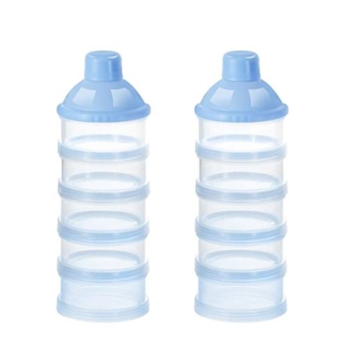 Accmor 2pcs Formula Dispenser On The Go, 5 Layers Stackable Formula Container for Travel, Baby Milk Powder Kids Snack Container, BPA Free, Blue - A-5 layers-2pc