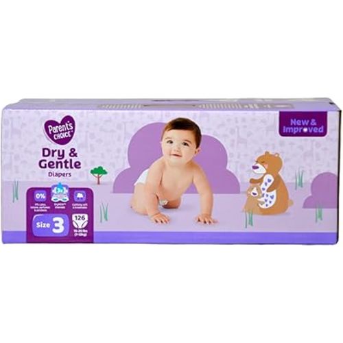 Parent's Choice Diapers, Dry & Gentle Diapers Size 3 (16-28 lbs) - 126 Count
