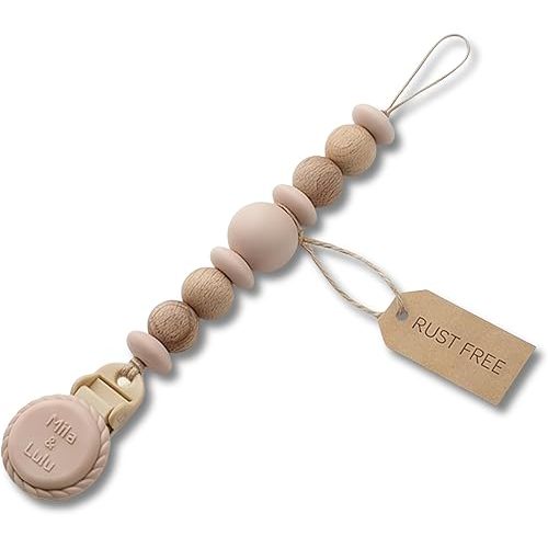 Silicone Pacifier Clip – Metal-Free Design, Lightweight Pacifier Holder for Everyday Use – Beige - Mila & Lulu