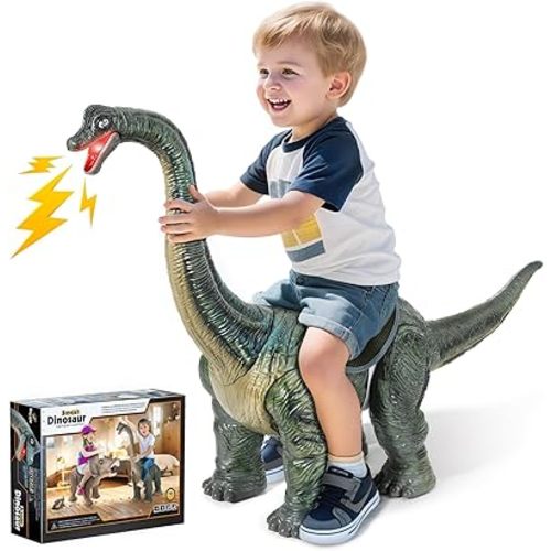 Dinosaur Ride On Toy Cars for Kids,Twinkoo Realistic Brachiosaurus Push Car with Three Sound Effects,Sound and Light Effects PP Wheels for Indoor/Outdoor Play,Best Gift for Kids(Brachiosaurus)