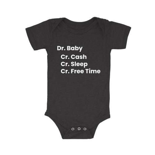 Accounting Onesies | Dr. Baby, Cr. Cash, Sleep, Free Time Onesie