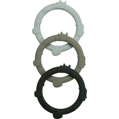 Loulou Lollipop Assorted 3-Pack Teething Rings, Sage Green