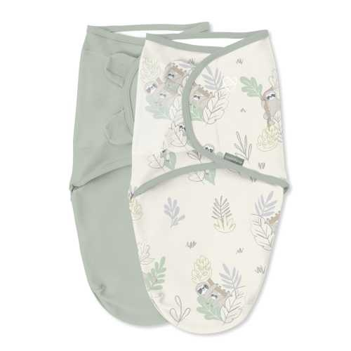 SwaddleMe by Ingenuity Original Swaddle for Baby, 100% Cotton, Improves Sleep & Calms Startle Reflex, 0-3 Months, 1.0 TOG, 2-Pack - Peekaboo Sloth