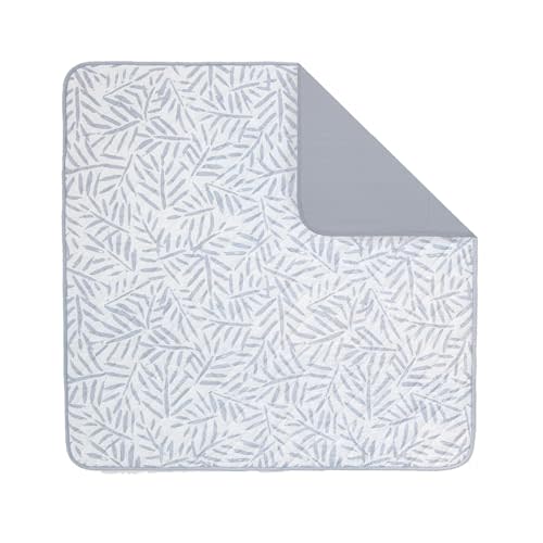Toddlekind Pretty Practical Mat 100% Organic Cotton 47" x 47”, Reversible, Portable, Travel, Portable, Indoor/Outdoor, for Babies/Toddlers, Sandy Lines-Ocean Leaves-Stone (Grey)