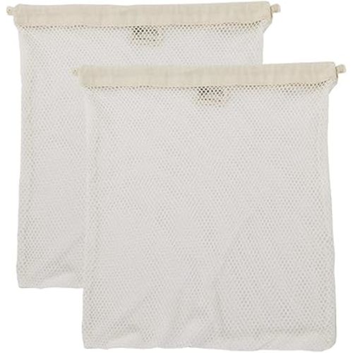 Organic Cotton Mesh Laundry Bag; Machine Washing Bags for Delicates, Lingerie and Garments, Medium 2 pack