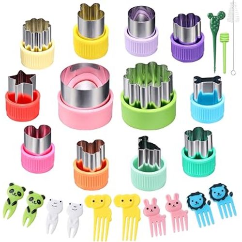 12 pcs Mini Cookie Cutters Vegetable Cutter Shapes Sets Fruit Stamps Mold