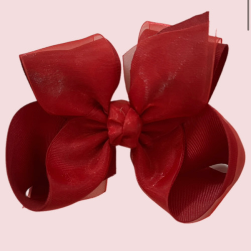 Cranberry Layered Organza/Grosgrain Bow