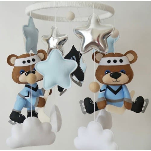 Hockey crib mobile , Sport mobile, Hockey ursery decor