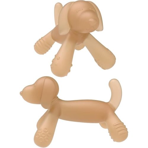 2Pack Silicone Teething Toy for Baby 3-6, 12, 18 Months Infant, BPA Free Soft Silicone Baby Teether for Soothing Teething Pain Relief, Baby Chew Toys for Boy&Girl Birthday, Christmas Gifts