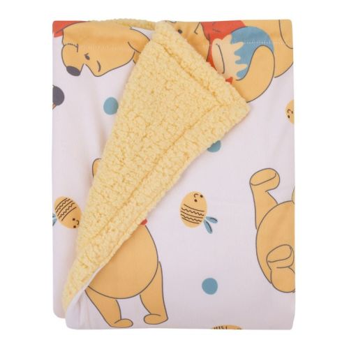NoJo Disney Winnie the Pooh Summertime Fun Yellow, Orange, and White Super Soft Cuddly Plush Baby Blanket