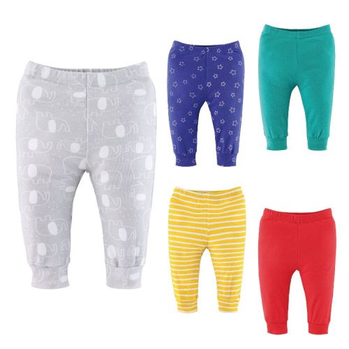 The Peanutshell Elephant Brights Baby Pants For Boys And Girls, 5-pack, 3-6 Months