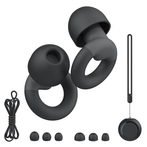 Earplugs for Sleeping & Noise Reduction - Soft Silicone Earplugs with 7 Pairs Ear Tips & One Connection Cord, Hearing Protection for Sleeping, Concerts, Work & Sound Reduction 25dB-30db