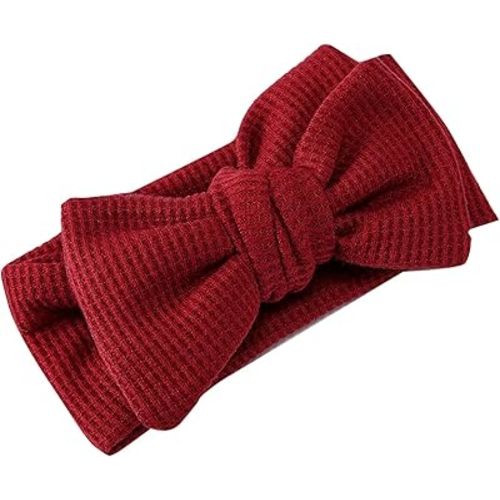 Baby Girl Month Infants And Toddlers Oversized Bow Headband Children's Knitted Knotted Headband Girls Headbands (Red, One Size)