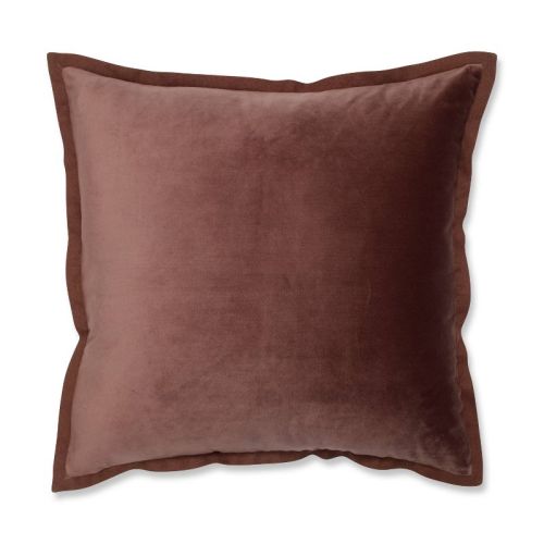 18"x18" Velvet Flange Square Throw Pillow Brown - Pillow Perfect