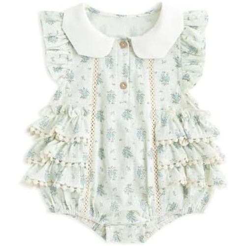 Simplee kids Baby Girls Romper Sleeveless Summer Outfits Rompers baby rompers girl Floral Pattern Button One Piece Outfit