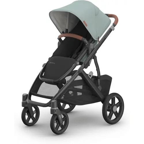 UPPAbaby Vista V3 Stroller - Full-Size Single-to-Double Stroller System - Toddler Seat, Bug Shield, Rain Shield, and Storage Bag Included - Kenzi (Mystic Aqua/Carbon Frame/Saddle Leather)