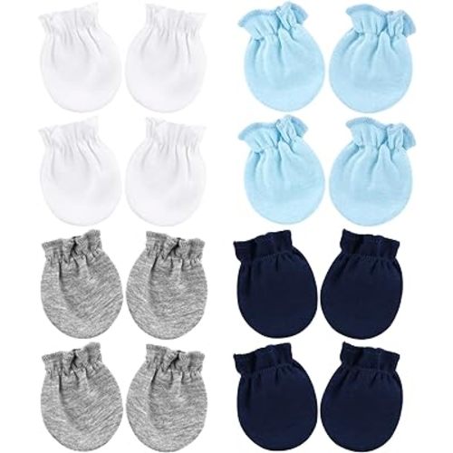 BQUBO Newborn Infant Toddler Mittens No Scratch Cotton Elastic Wrist Gloves Hypoallergenic for 0-6 Months Baby Boys Girls