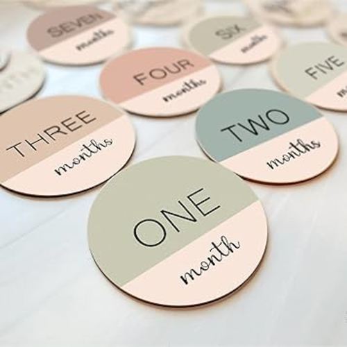 Amazon.com: cephira Monthly Baby Milestone Wooden Circles – 6-Pack Double-Sided Printed Milestone Signs with Warm Tones & Wood Color, Ideal for Newborn Photography Props (Earth tone) : Electronics