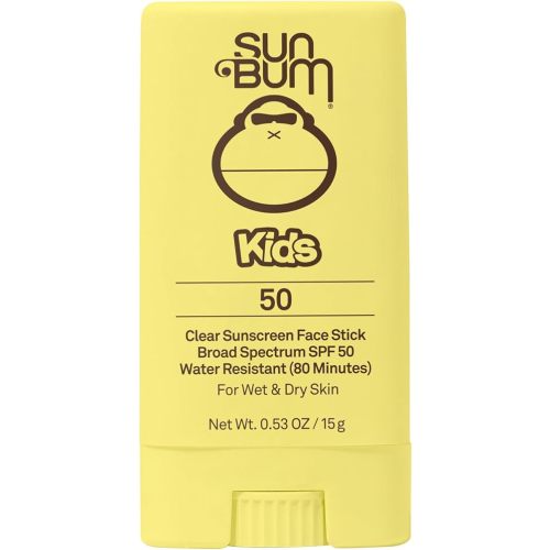 Sun Bum Kids SPF 50 Clear Face Stick Sunscreen | Broad Spectrum Sunblock with Vitamin E | Wet or Dry Skin Application | Hawaii 104 Act Compliant (Octinoxate & Oxybenzone Free)| Travel Friendly 0.53 oz