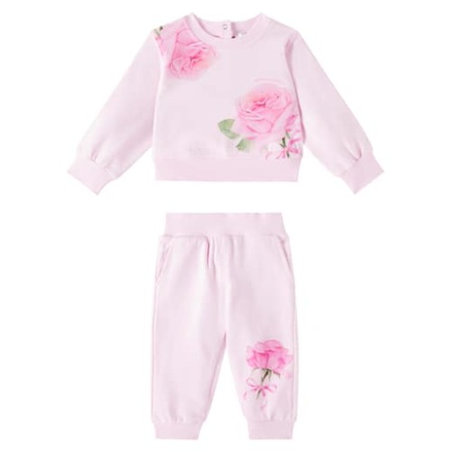 Baby floral cotton jersey sweatshirt and sweatpants set