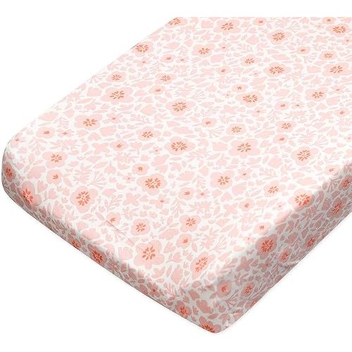 HonestBaby Cotton Changing Pad Cover, Peach Skin Papercut Floral