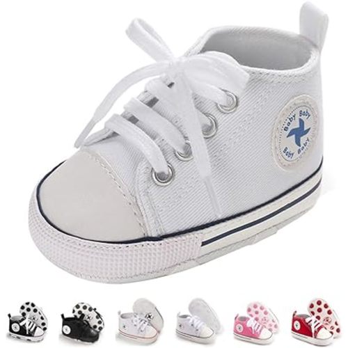Newborn Baby Girls Boys Canvas Shoes Infant Soft Sole Slip On First Walkers Sneaker Toddler Flat Loafers High Top Crib Denim Unisex Moccasins Shoe