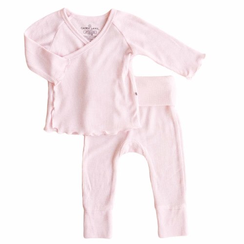 2pc Waffle Crossover Top & Bottom - Pearl pink, 3-6 months