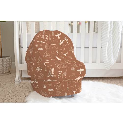Western Cowboy Car Seat Cover, Cactus Desert Nursery, Southwestern Baby Set, Nursing Mom Gift, Cowboy Nursery, Baby Car Seat Canopy