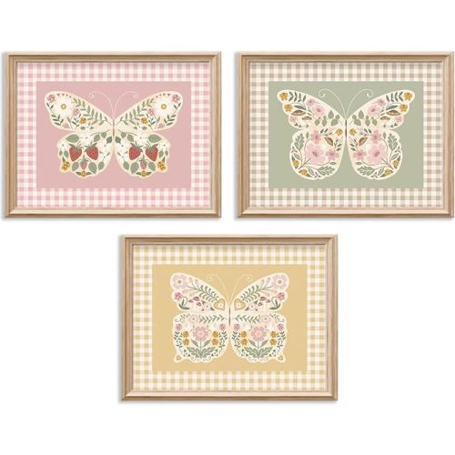 Nursery Butterfly Wall Art Little Girls Room Canvas Wall Decor