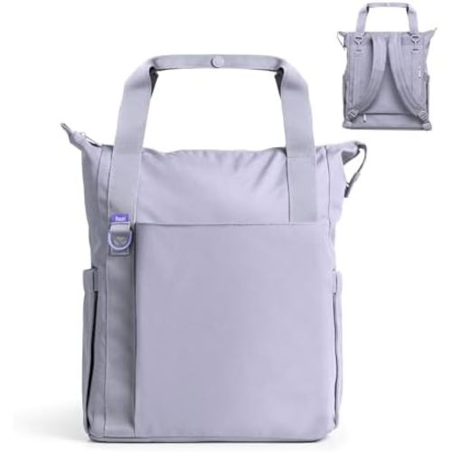 Ubbi Fleuri All-Day Diaper Bag Backpack, Easy-Clean, Misty Lilac