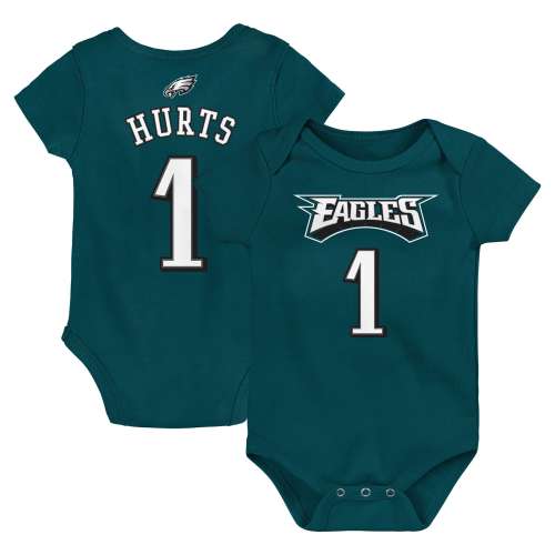Infant Philadelphia Eagles Jalen Hurts Midnight Green Mainliner Player Name & Number Bodysuit