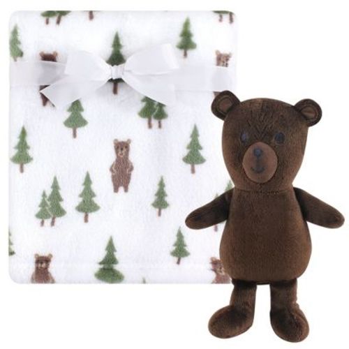 Hudson Baby Infant Boy Plush Blanket With Toy, Forest Bear, One Size