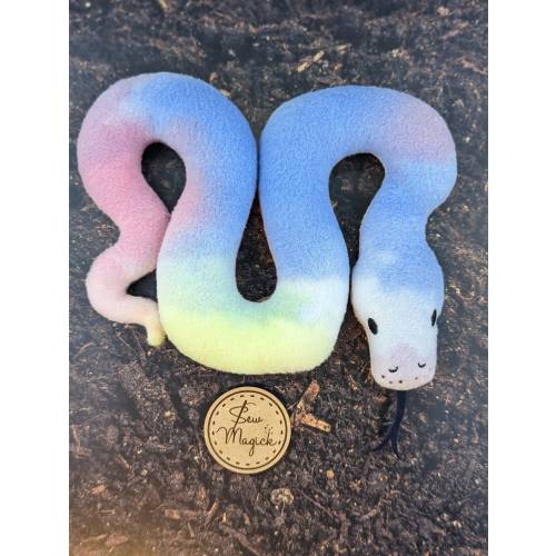 Ball Python Pastel Watercolor Snake - A Plushie Stuffed Animal Friend Snake Plush Photo Prop Cosplay Furry Friend