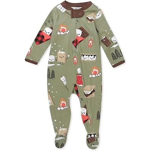 HonestBaby Sleep and Play Footed Pajamas One-Piece Sleeper Jumpsuit Zip-front PJs Organic Cotton for Baby Boys, Unisex