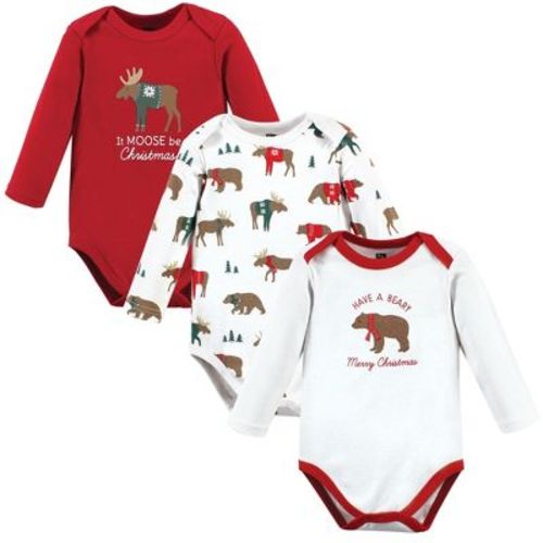 Hudson Baby Cotton Long-Sleeve Bodysuits, Moose Be Christmas, 6-9 Months