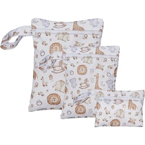 3 Set Wet Bag Storage Bag Zipper Waterproof Washable Travel Bags, Beach, Pool, Gym Bag for Cloth Diaper, Swimsuits & Wet Clothes (EF545)