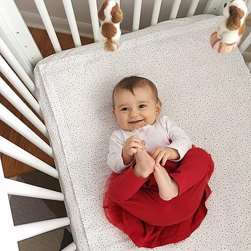 QuickZip Crib Sheet Set - Ivory Wraparound Base & 3 Zip-On Crib Sheets – Ivory 100% Cotton - Fits All Standard Crib Mattresses