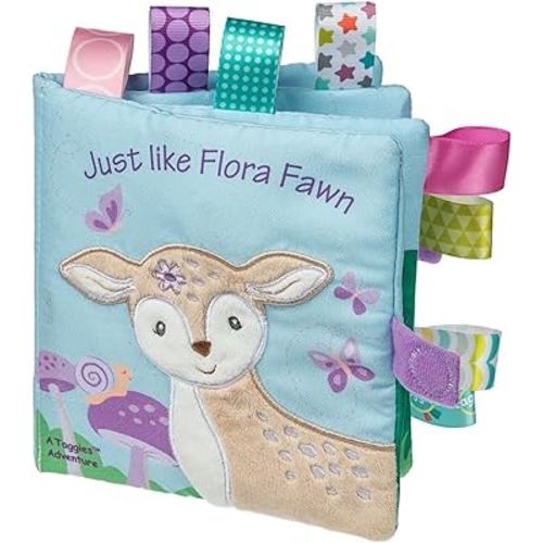 Amazon.com: Taggies Soft Cloth Book with Crinkle Paper & Squeaker and Sensory Tags, 6 x 6-Inches, Flora Fawn : Toys & Games